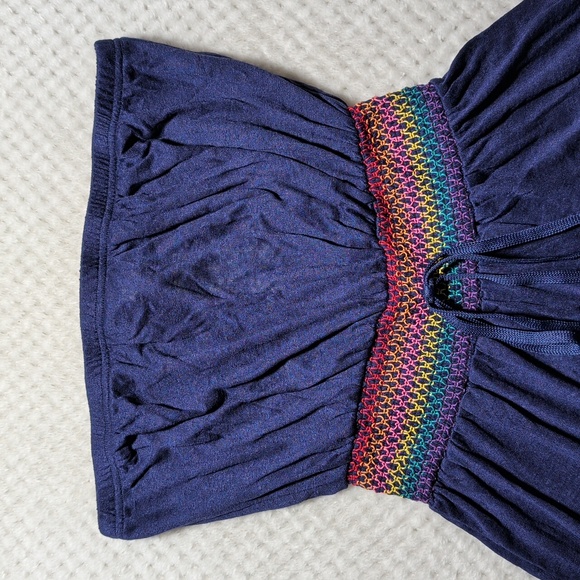 Cupshe Blue Strapless Smocked Cover Up Playsuit Romper - Picture 3 of 7